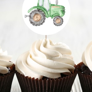 Tractor Cupcake Toppers, Printable John Deere Cupcake Toppers, Green ...