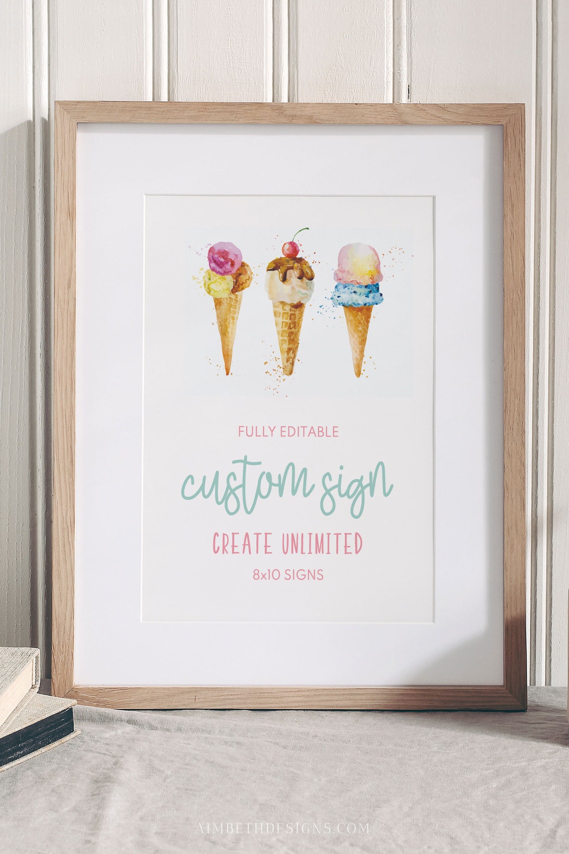 Printable Ice Cream Sign Ice Cream Party Custom Sign 8x10 | Etsy