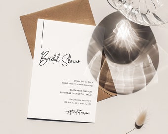 Minimalist Bridal Shower Invite, Modern Bridal Brunch, Wedding Shower, Simple Bridal Shower, Black & White, Editable, Printable, A001