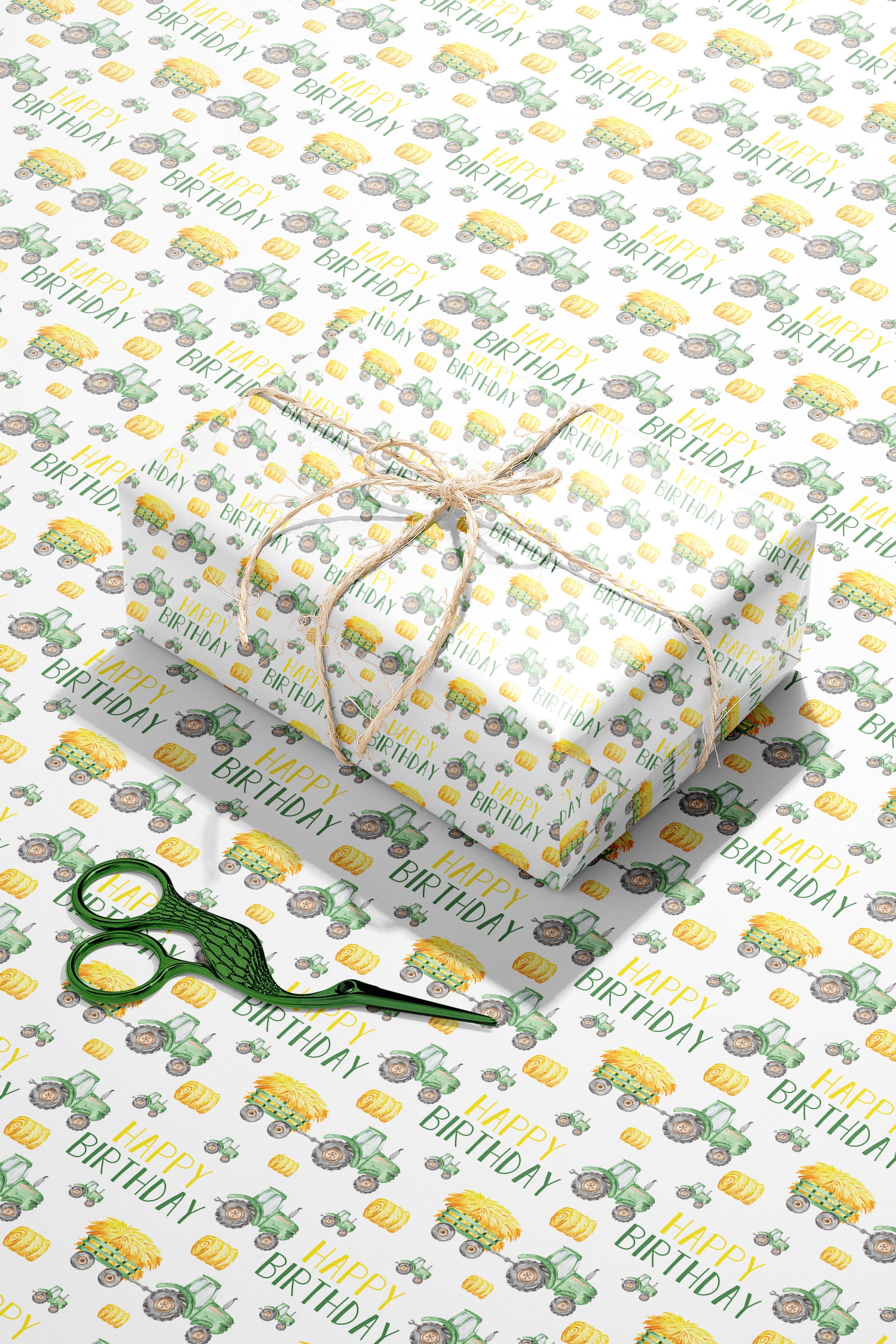 Tractor Wrapping Paper John Deere Birthday Gift Wrap Green