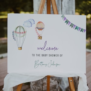 Oh The Places You&#39;ll Go Welcome Sign, The Places You&#39;ll Go Baby Shower Sign, Hot Air Balloon Birthday Decor, Travel Theme, Printable, A026