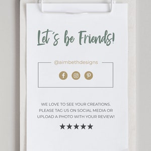 May include: A white sign with the text "Let's be Friends!" and the social media handle "@aimbethdesigns". The sign also includes icons for Facebook, Instagram, and Pinterest.