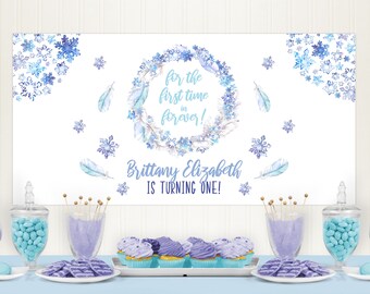 Telón de fondo congelado, telón de fondo de cumpleaños congelado, decoración de cumpleaños congelada, decoración de fiesta congelada, decoración de cumpleaños congelada 2, editable, imprimible A013