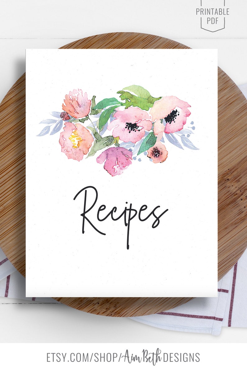 Recipe Binder Kit Printable Recipe Cover Sheet Custom Recipe | Etsy