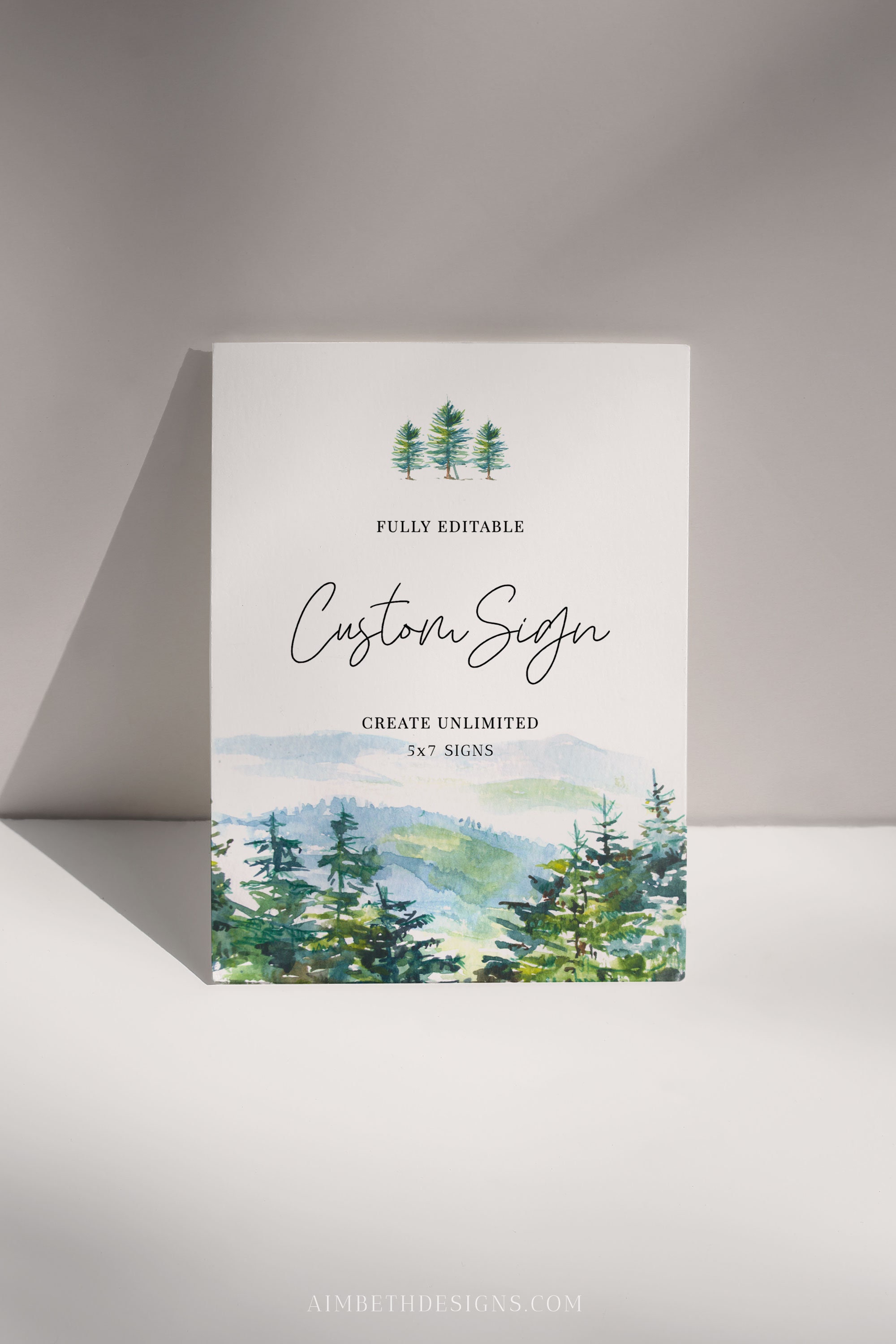 Mountain Wedding Custom Sign Template, Mountain Wedding Signage, Printable Wedding Table Sign, Forest 5x7 Sign Template, EDIT ALL Text, A010