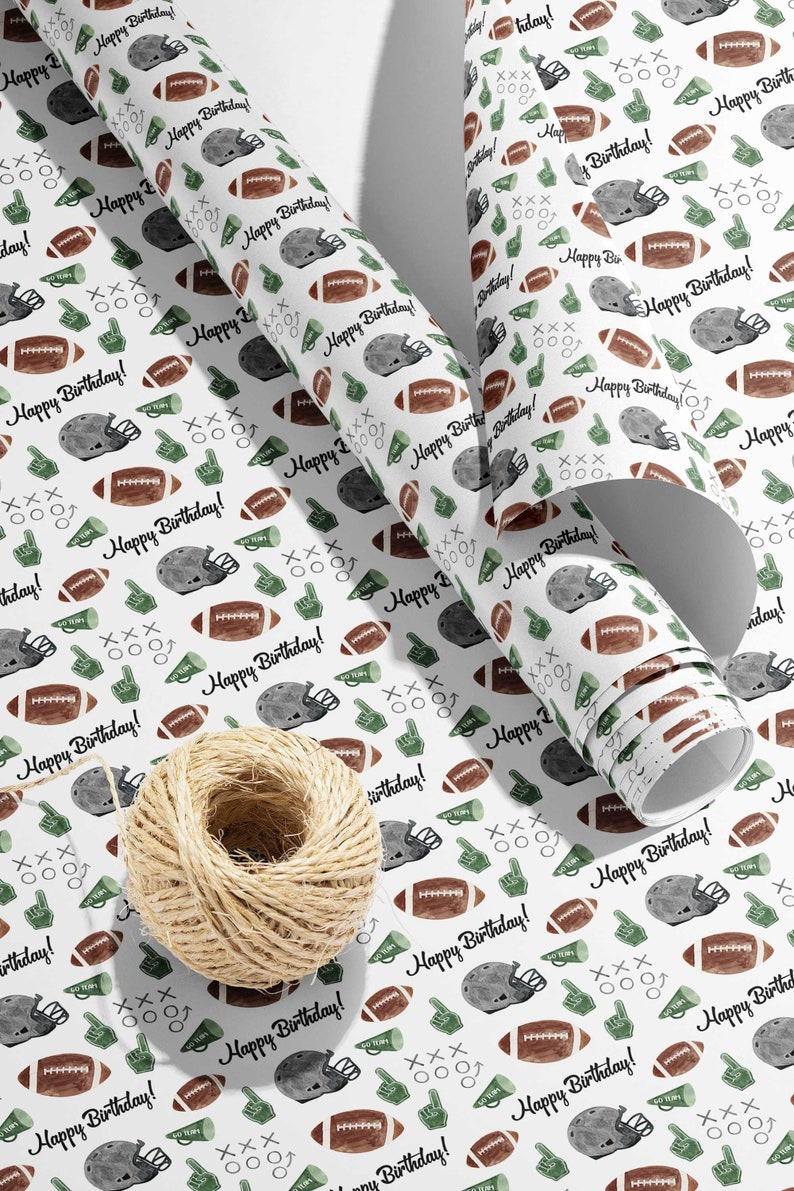 Football Wrapping Paper Football Birthday Gift Wrap Football Etsy