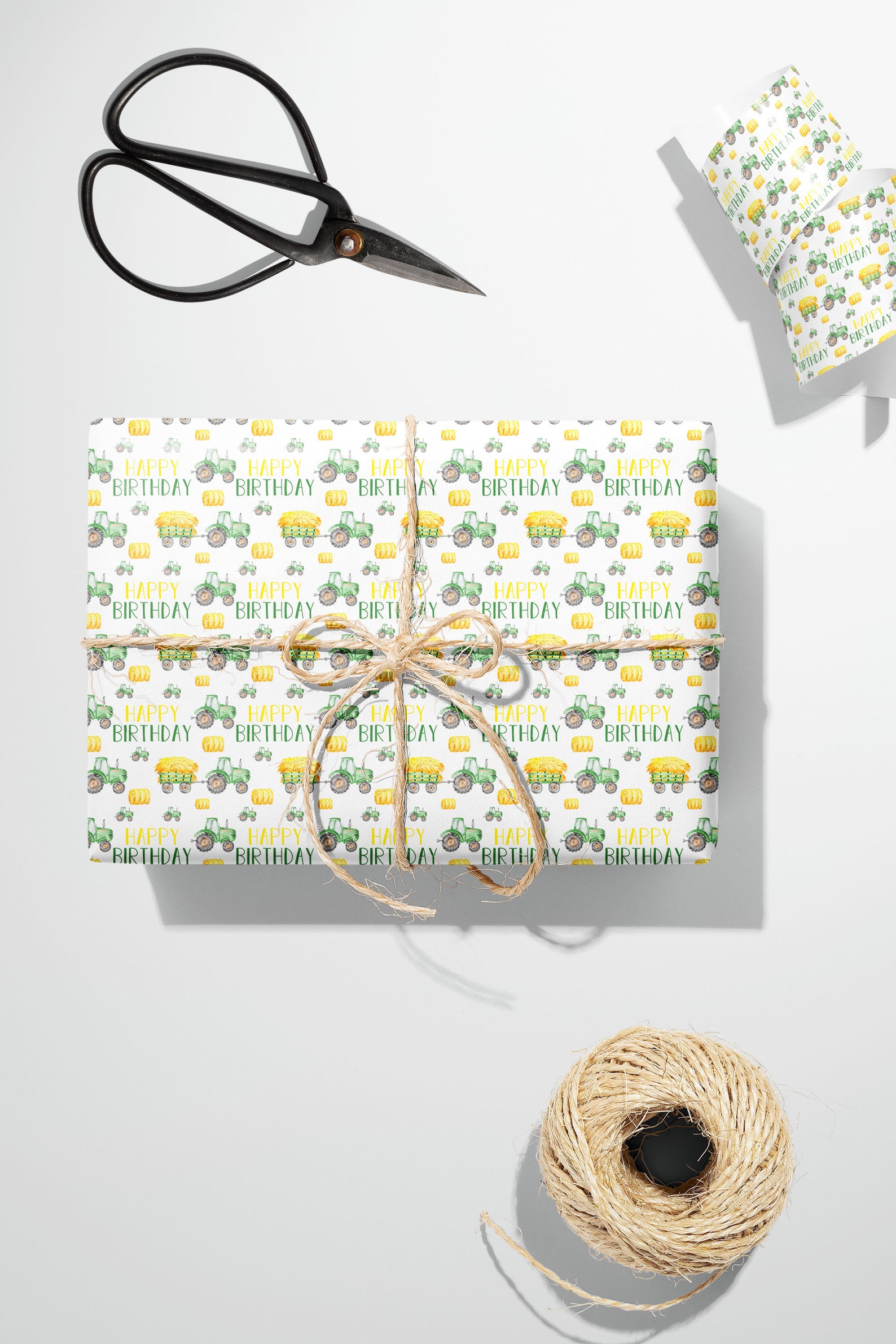 Tractor Wrapping Paper John Deere Birthday Gift Wrap Green Etsy