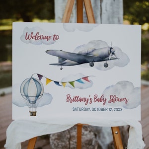 Airplane Baby Shower Welcome Sign Template, Airplane Birthday Welcome Sign, Airplane Welcome Sign, Time Flies Welcome Sign, Printable, A047