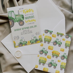 Tractor Birthday Invitation Template, Green Tractor Invitation, Farm Party Invitation Template, John Deere Birthday Invitation Download A035