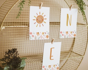 Estandarte de la trona Sunshine, 1er cumpleaños Eres mi fiesta del sol, decoración de cumpleaños del sol, pastel smash, estandarte de la silla alta Sunshine, A050