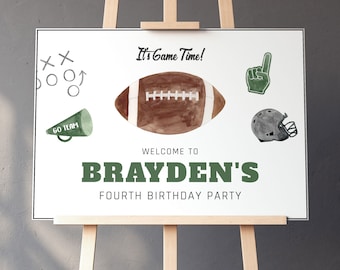 Football Birthday Welcome Sign, Football Birthday Decor, Football Party Sign, Football Birthday Welcome Sign, DIY Editable, Printable, A050