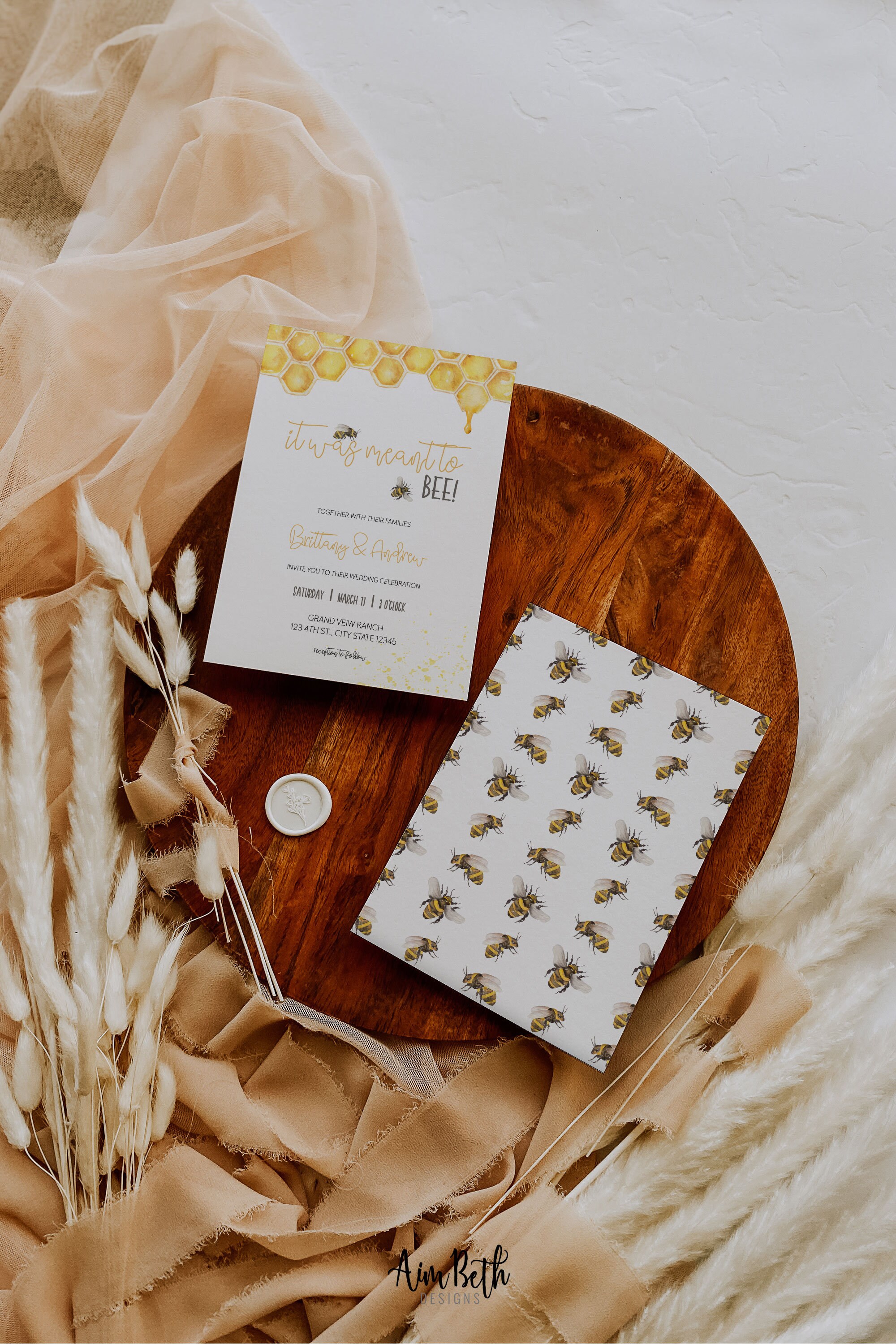 Bee Wedding Invitation Template Meant To Bee Wedding Invite Etsy