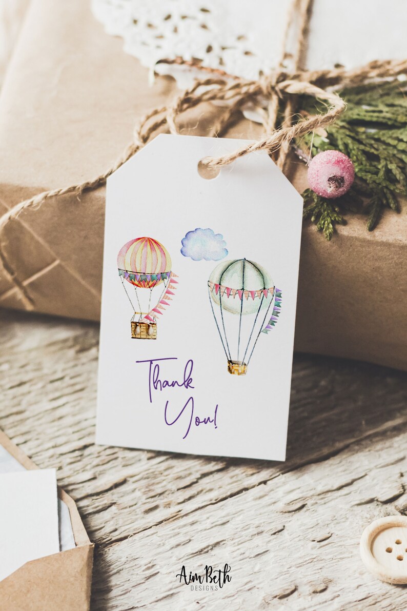 Hot Air Balloon Thank You Favor Tags Baby Shower Gift Tags - Etsy