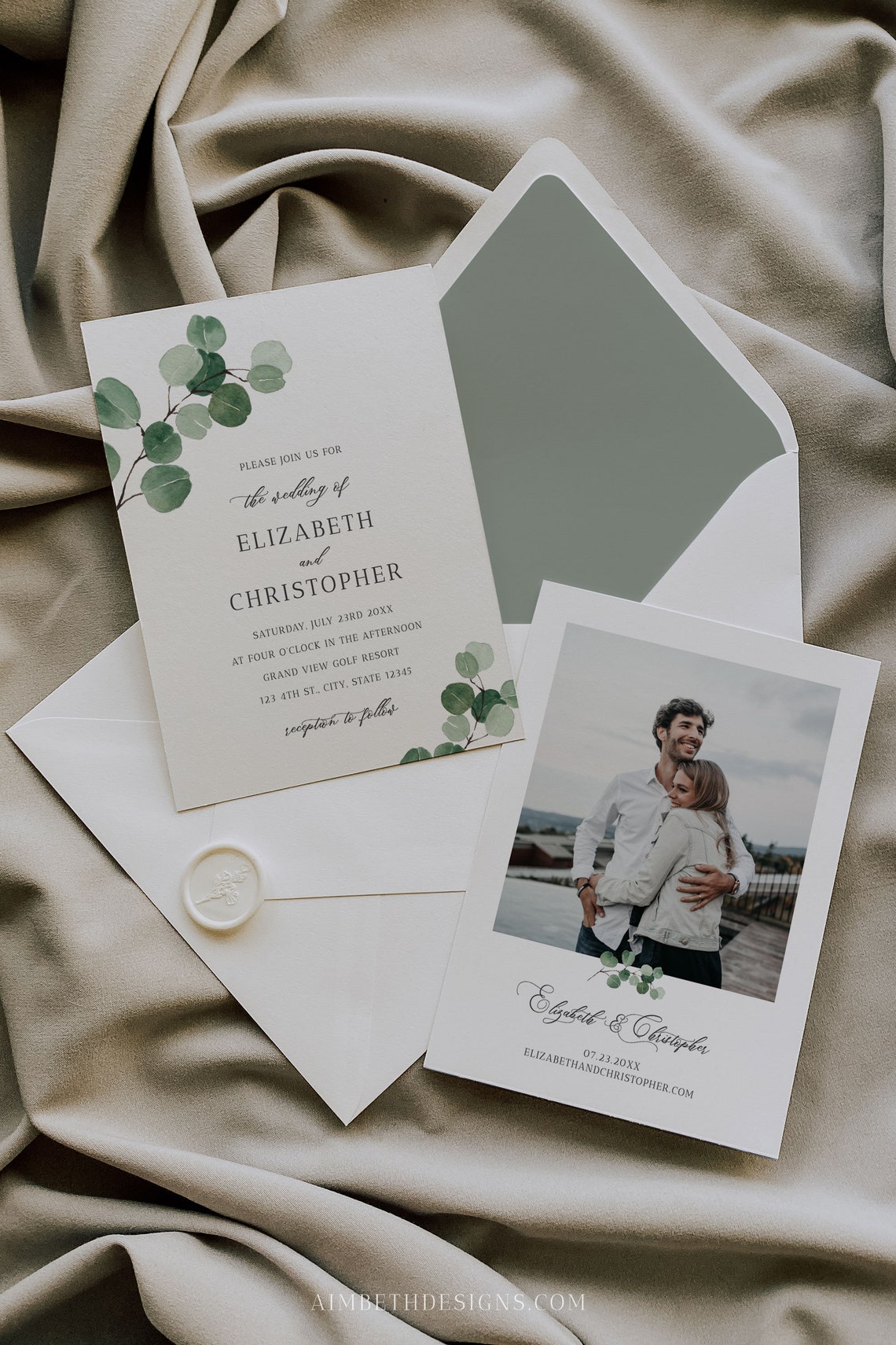 Eucalyptus Wedding Invitation Template Greenery Wedding image 1