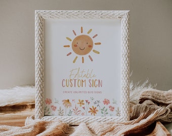 Sunshine Birthday Sign Bundle, Sunshine Birthday Decor, You Are My Sunshine Birthday Custom Sign Template, EDIT ALL Text, Printable, A050