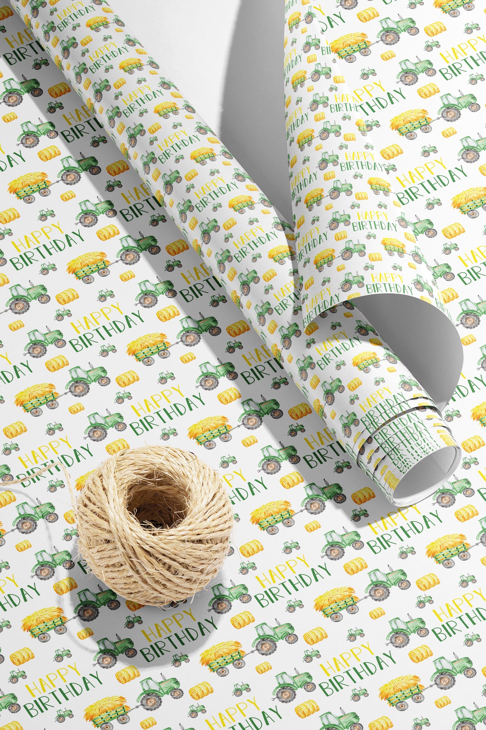 Tractor Wrapping Paper John Deere Birthday Gift Wrap Green Etsy