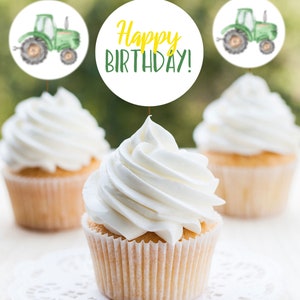 Tractor Cupcake Toppers, Printable John Deere Cupcake Toppers, Green ...