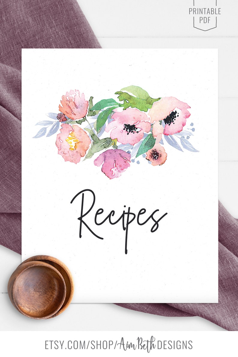 Recipe Binder Kit Printable Recipe Cover Sheet Custom Recipe | Etsy