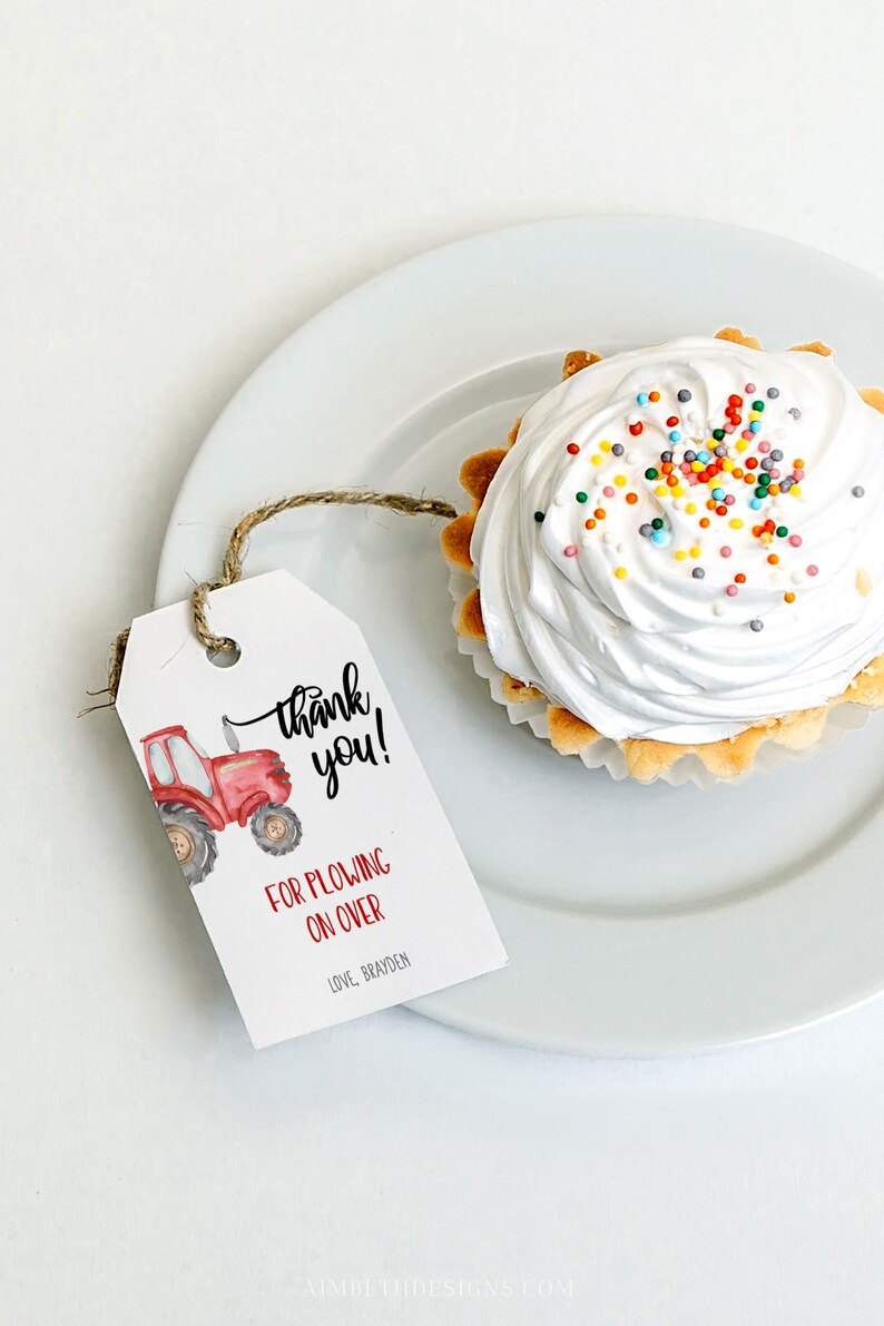 Red Tractor Favor Tags, Tractor Birthday Party Tags, Tractor Thank You ...
