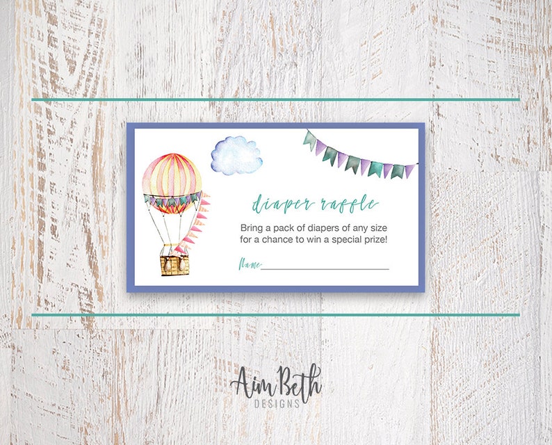 Diaper Raffle Baby Shower Invitation Insert Oh The Places Etsy