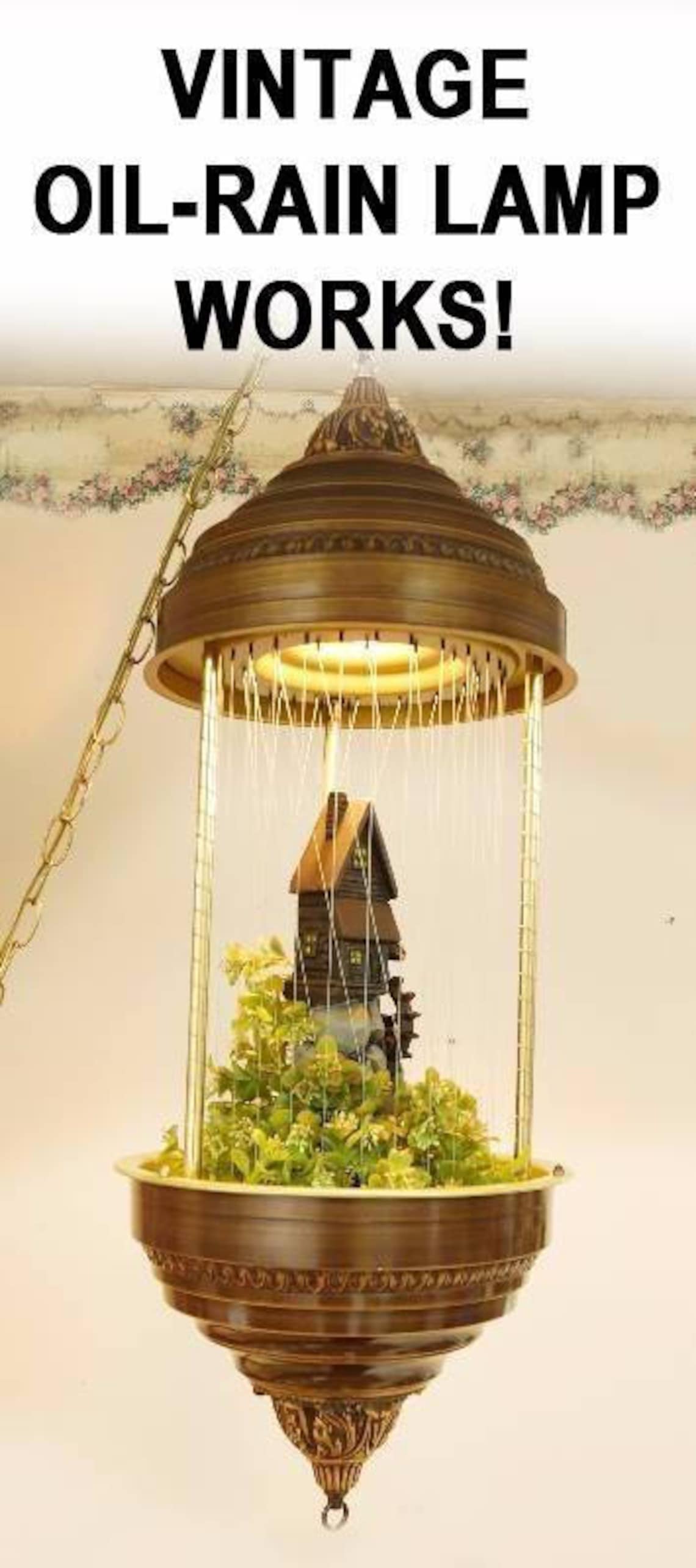 Vintage Hanging Oil Rain Lamp Grist Mill Tested Works Etsy