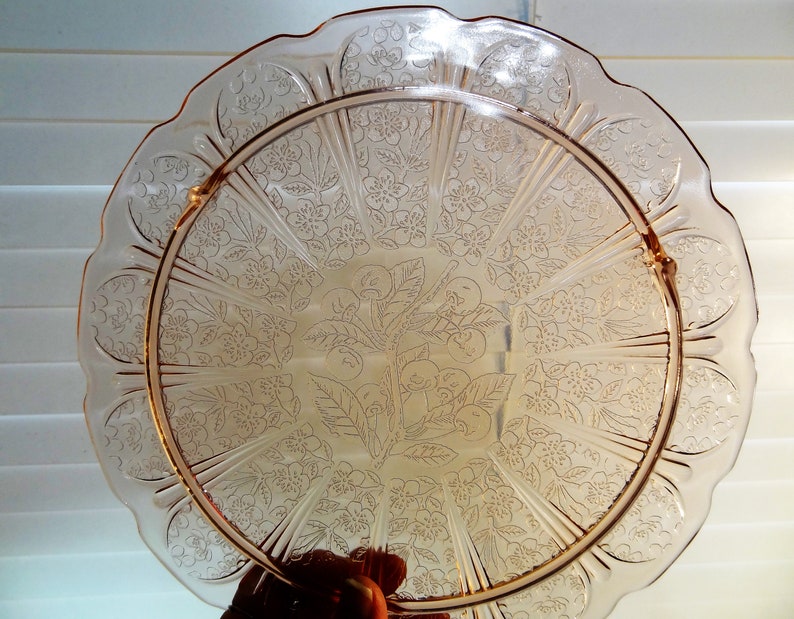Pink Depression Glass Cherry Blossom By Etsy