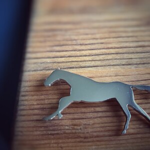Thoroughbred horse Brooch, silver Horse stockpin, equestrian jewellery, Riley in the garden, made in Scotland, Stock Pin, Horse Jewellery