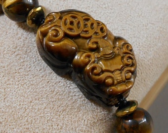 Męska bransoletka PiXiu z tygrysim okiem, amulet szczęścia Feng Shui