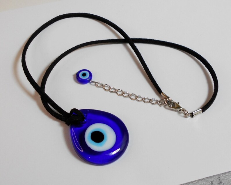 Evil Eye Necklace Blue Teardrop Shape Lampwork Glass Evil - Etsy