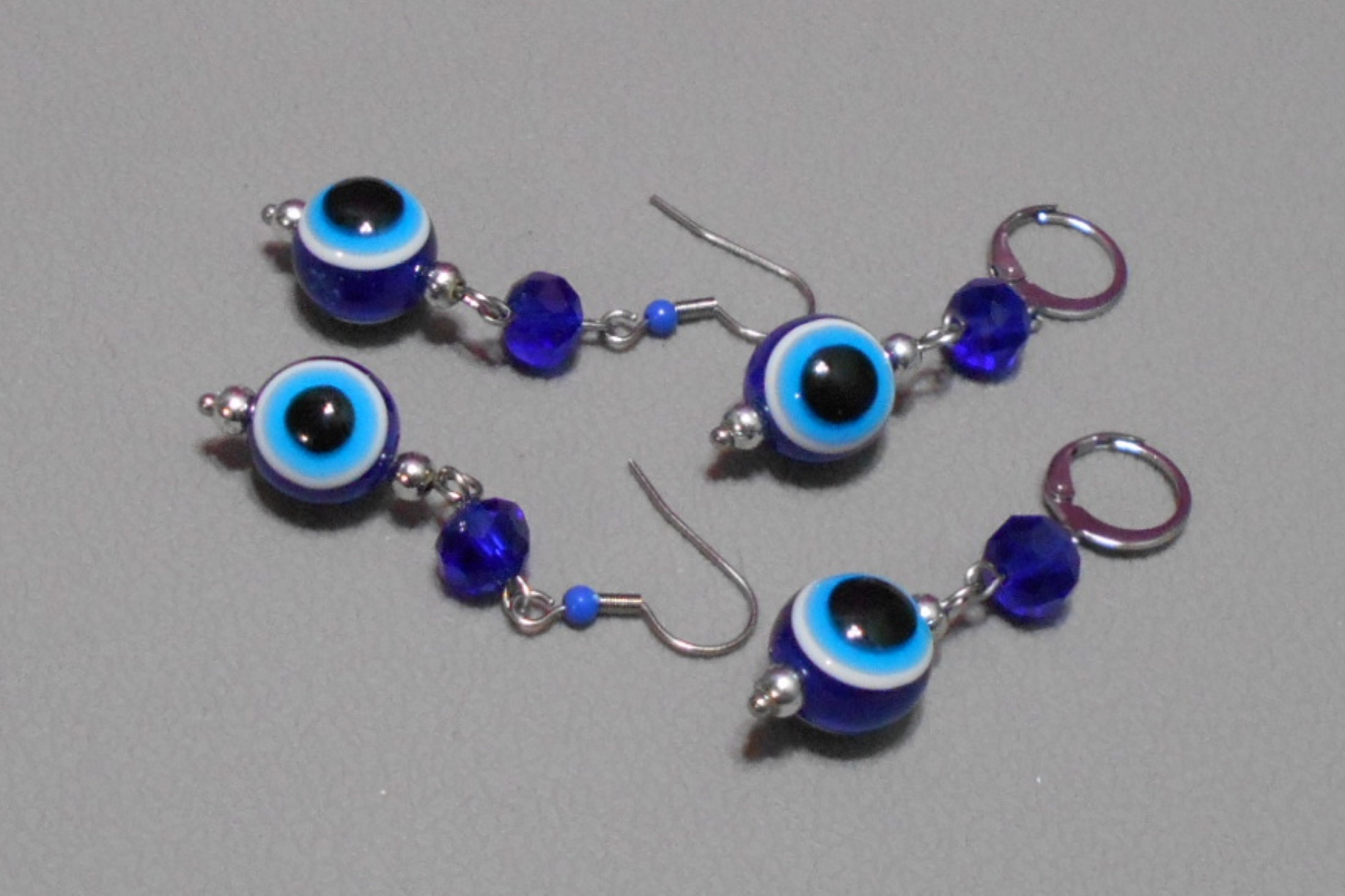 Blue Evil Eye Big 12mm Resin Bead Stainless Steel Earrings, Hypoallergenic Evil Eye Earrings, Stainless Steel Evil Eye Earrings,