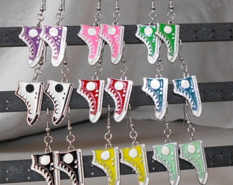 Enameled High Top Sneaker Earrings, Hypoallergenic Stainless Steel