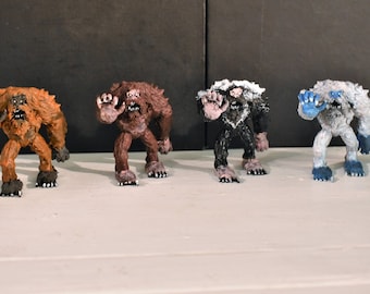 Sasquatches, Mini Monster Figurines, Hand-painted 3d-printed Collectible