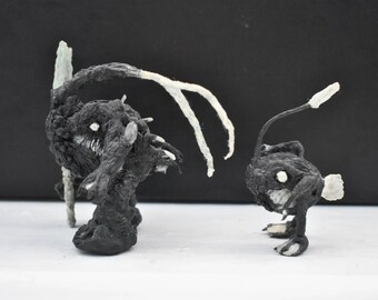 Footballfish Angleroids, Mini Deep Sea Anglerfish Figurines, Glow in the Dark, Hand-painted Clay Sculpture Collectibles