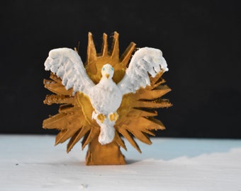 Holy Spirit Trinity Dove, Mini Religious Figurine, Hand-painted 3d-printed Collectible