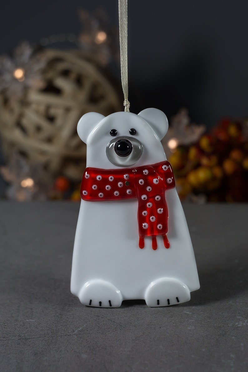 Murano glass Polar bears Christmas tree hanging ornaments set Etsy