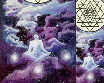 Man meditative sriyantra painting panel 70x40 cm
