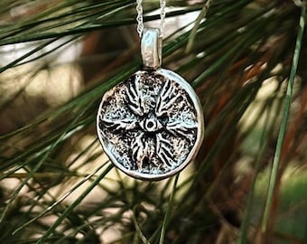 Hand Carved Sterling Silver Seraphim Pendant, Isaiah 6 Angel Medallion Necklace