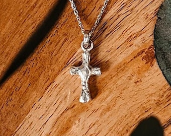 Handmade Sterling Silver Cross Necklace | Orthodox Cross Pendant | Minimalist Christian Necklace | Baptism Gift for Women