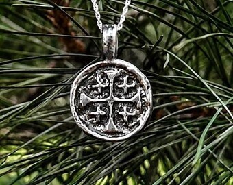 Jerusalem Cross Necklace | Solid Sterling Silver Orthodox Cross Pendant | Handmade Christian Jewelry | Holy Land Cross | Gift for Him or Her