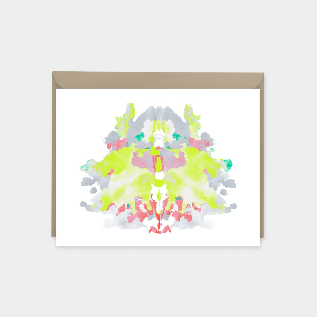 Rorschach Test Cards, Colorful Art Cards, Artistic Blank Thank You, Eco-friendly, India Ink ...