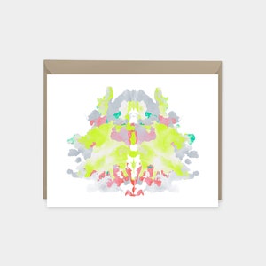 Rorschach Test Cards, Colorful Art Cards, Artistic Blank Thank You, Eco-friendly, India Ink ...