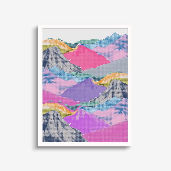 Colorscapes No. 3, Art Print Set, Mountain Art Print, Mountain Wall Art, Collage Wall Art, Colorful Collage Art, Art Print 18x24