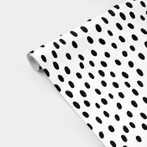 Black and White Handdrawn Polka Dots Gift Wrap, Black Spots Gift Wrap, Spotted Gift Wrap, Fun Wrapping Paper, Recyclable Wrapping Paper image 3
