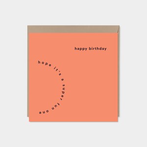 Modern Happy Birthday Card, Typographic Card, Type Card, Type Shapes, Square Recycled Birthday Card, Minimal Birthday Card, 6x6"