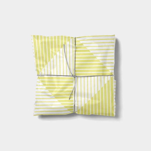Modern Striped Geo Gift Wrap,  Yellow Gift Wrap, Japanese Gift Wrapping, Recyclable Wrapping Paper, Summer, Decoupage Paper, Geschenkpapier