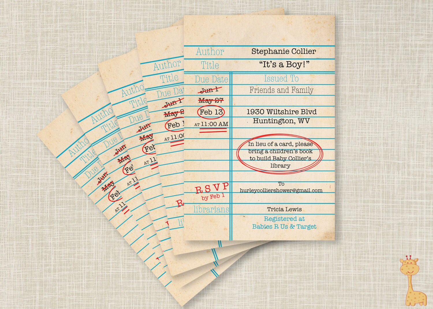 Library Card Invitation for Baby Shower, Build A Library Invitations,…