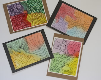 Hand painted greeting card set