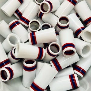 Premium Quality Golf Iron Ferrules White w/ Blue & Red Rings 1”