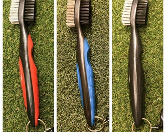3-in-1 Retractable Golf Club Cleaning Brush Double Sided - Red, Blue, Black