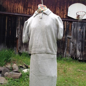 Handknit Grey Sweater-Skirt Set